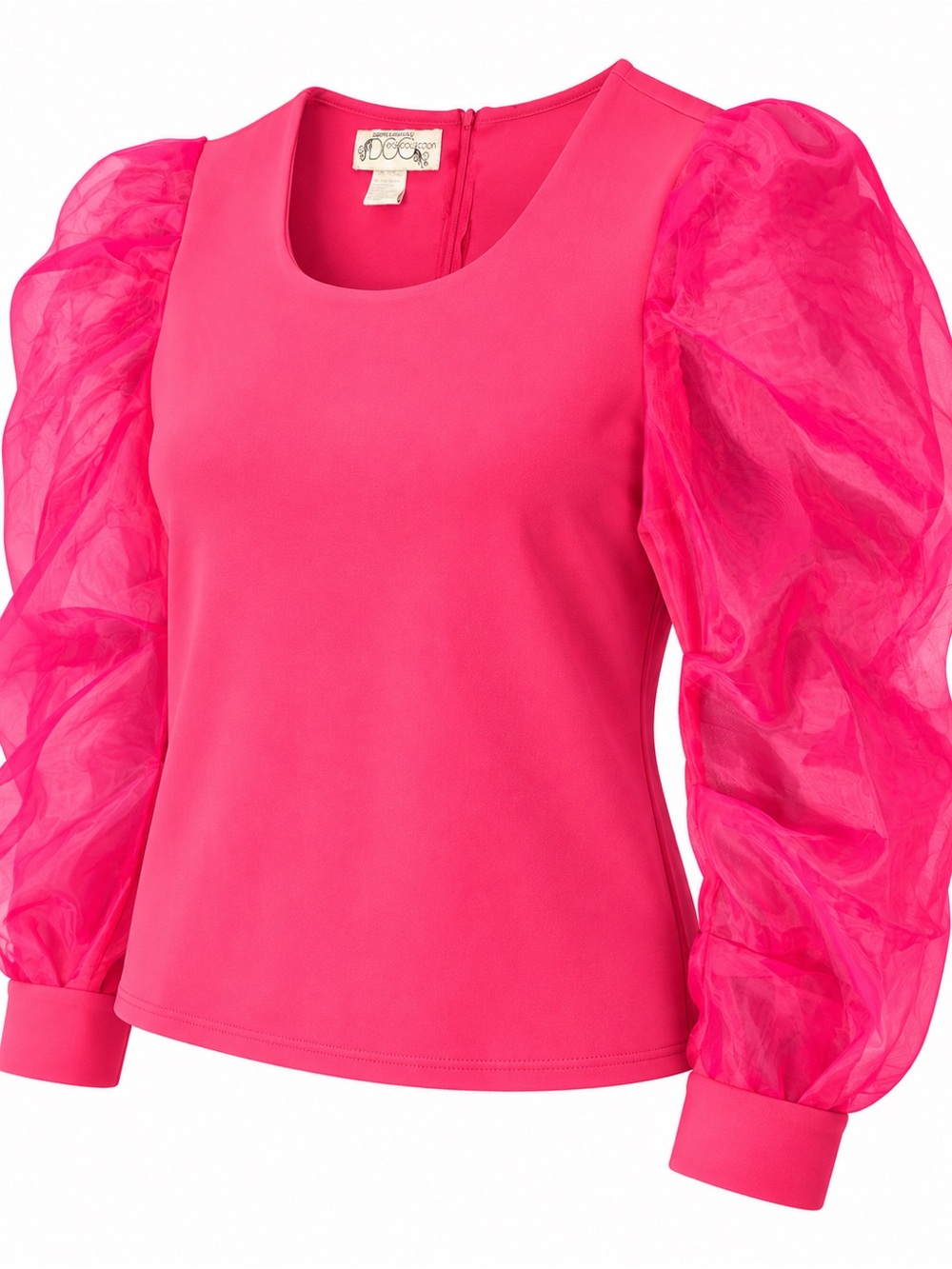 Dorinda Clark-Cole Rose Collection Hot Pink Organza Puff Sleeve Blouse